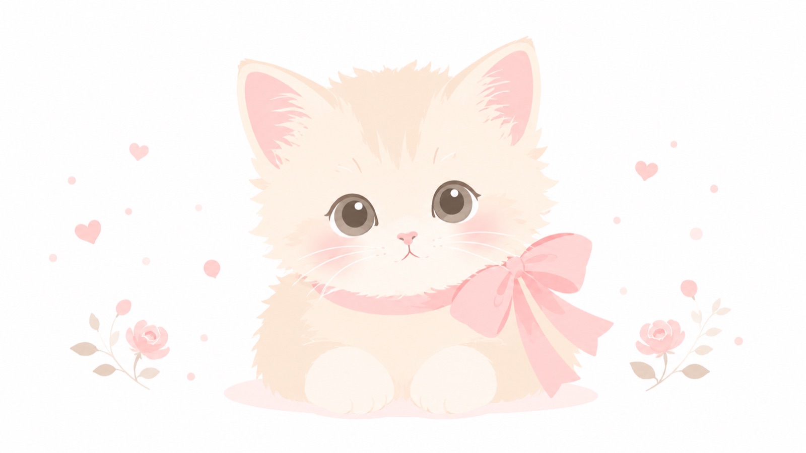 同じ「子猫」を「フラットイラスト」で描いた例